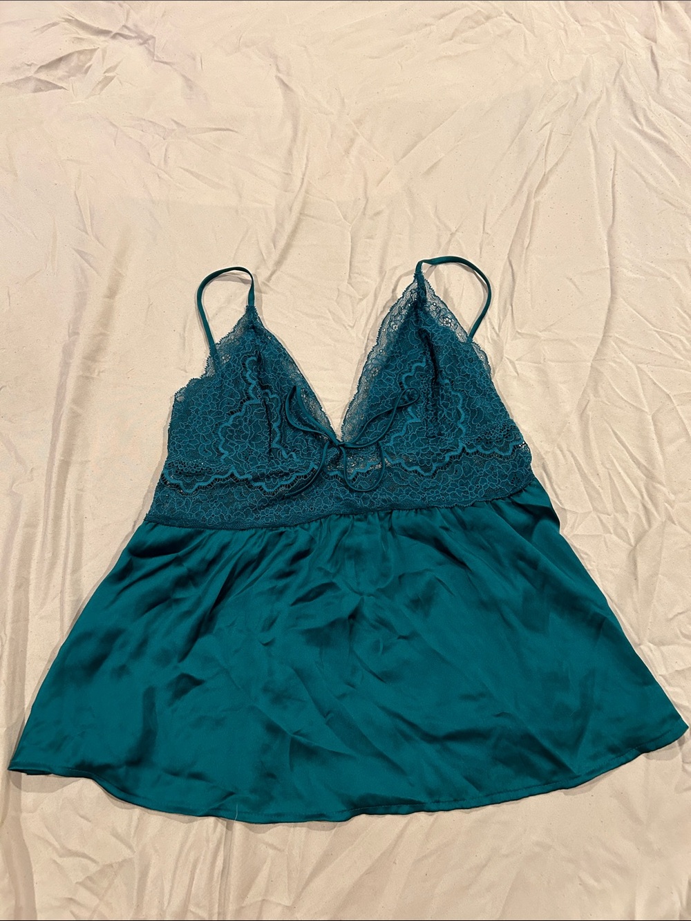 Victoria's Secret Teal Lace & Satin Chemise